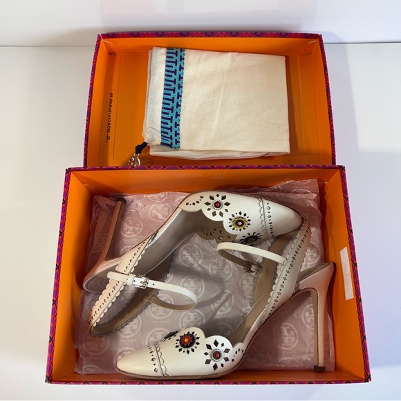 Tory Burch Heels Marguerite Nappa Ivory 9.5 - Used - Picture 1 of 16